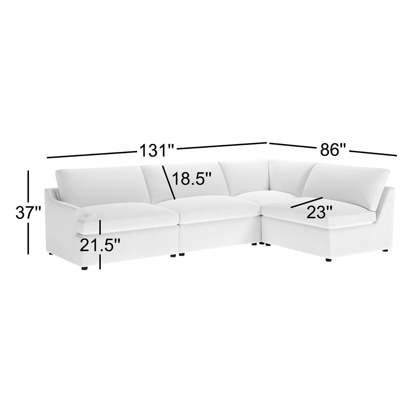 Essex Chaise Sectional, Nomad Snow Crypton® Chenille, Right Hand Facing