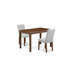 L'ensemble de table de cuisine 3 pièces contient une table de salle à manger en bois et 2 chaises de salle à manger en polyester gris clair, noyer antique