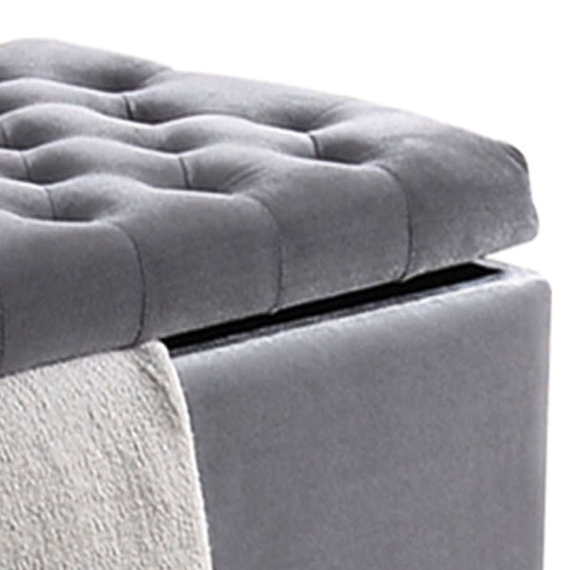 Banc gris pour chambre à coucher - Solution de rangement élégante avec capitonnage