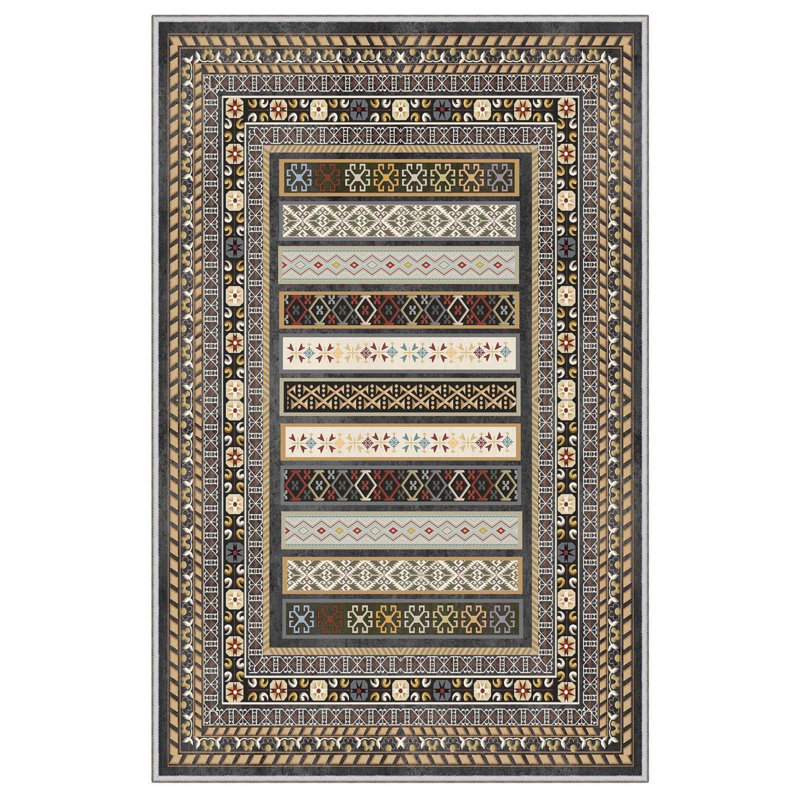 Premium Woven Area Rug, 5.9 x 9.2 Feet | 100% Polyester, 650 g/m² | Antibacterial, Non-Slip PVC Dot Underside, 0.3 in Pile Height | Machine Washable, 3D Digital Printing | Perfect for Living Room & Bedroom Decor