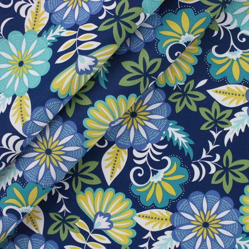 Housse de coussin d'extérieur à imprimé floral turquoise