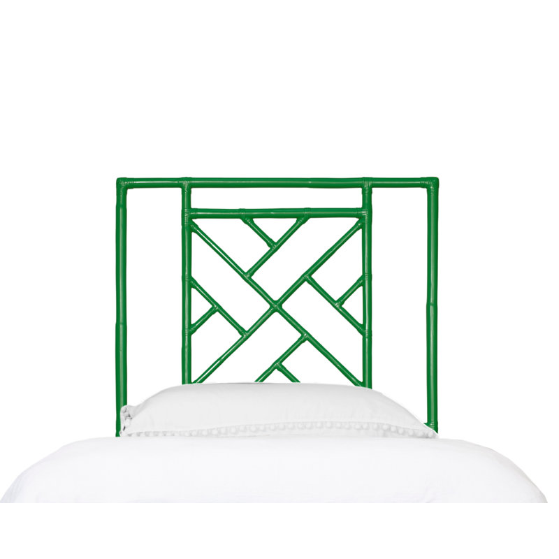 Cowden Geometric Rattan Headboard, Twin, Bright Green