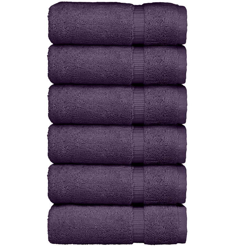 Ensemble de 6 serviettes en coton Wellston, Prune