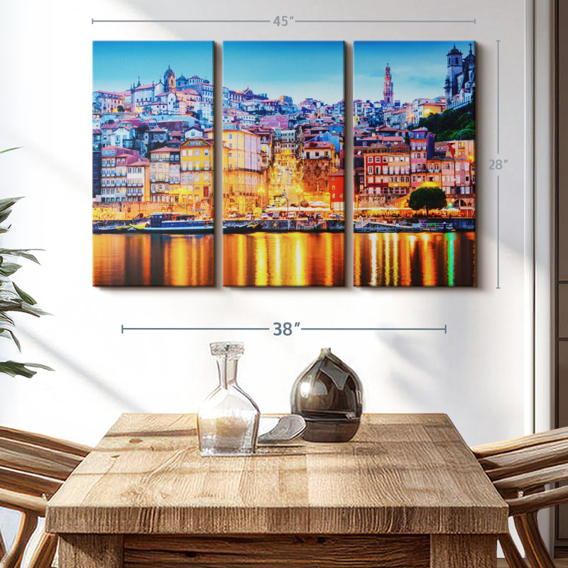 «Porto City Skyline», 3 pièces, H 28 po x l 45 po