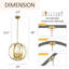 4 Light Dimmable Gold  Metal Globe Chandelier