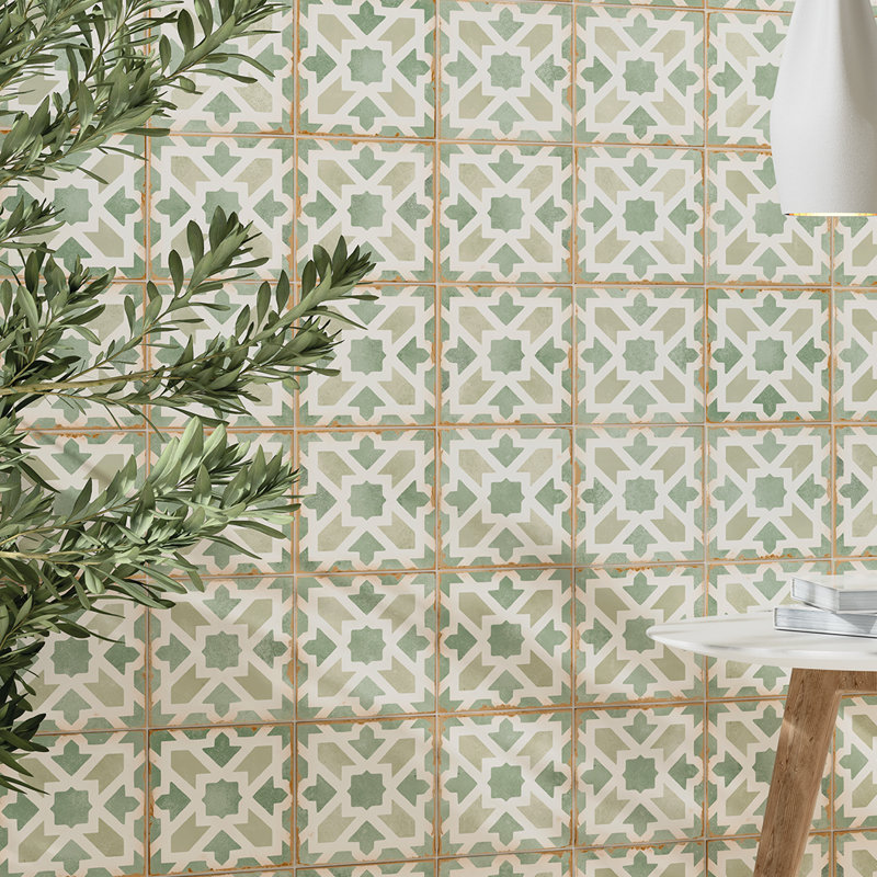 Casablanca 5" x 5" Ceramic Patterned Floor Use Tile, Kenzi