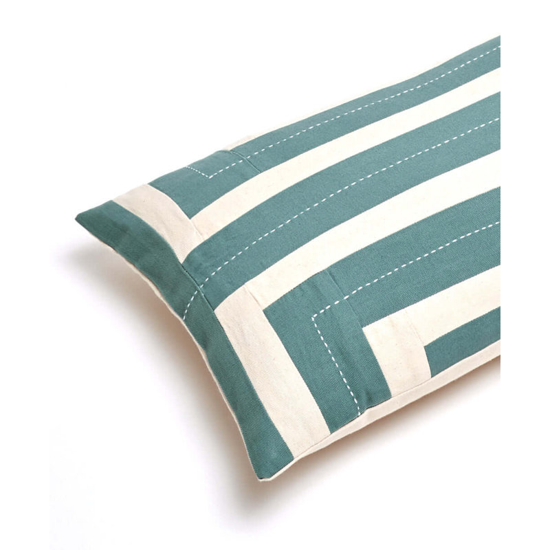 Interlock Lumbar Pillow Cover & Insert, White/Spruce, 16''H x 26''W x 3''D