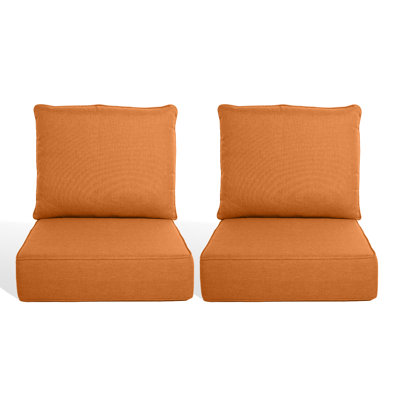 6" Outdoor Cushions For Patio Furniture, 22X24x6 Thick Seat Cushion Set Of 2, Fade Resistant Couch Chair Replacement Cushions High Density Deep Wicker Chair Cushion W/Removable Cover