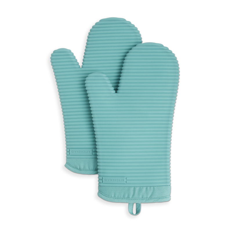KitchenAid Ribbed Soft Silicone Oven Mitt, Teal