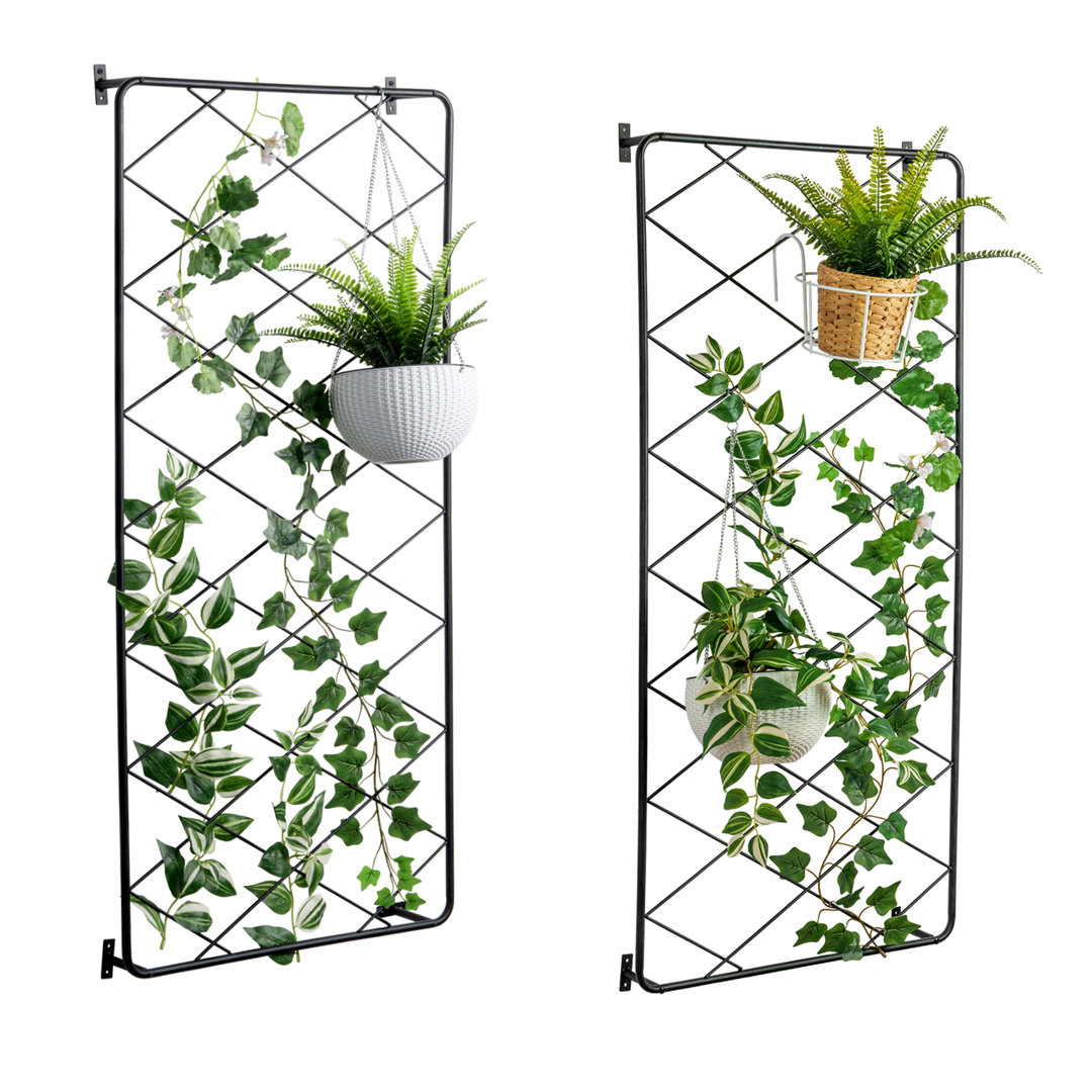 Bianco 50" H x 24.1" W Metal Lattice Panel Trellis (Set of 2) Ebern Designs