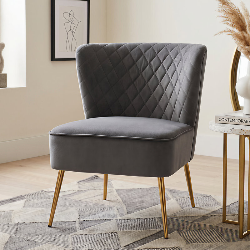 Chaise d'appoint en velours Tru, Velours gris