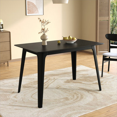Dining Table Solid Wood Legs, Black by George Oliver