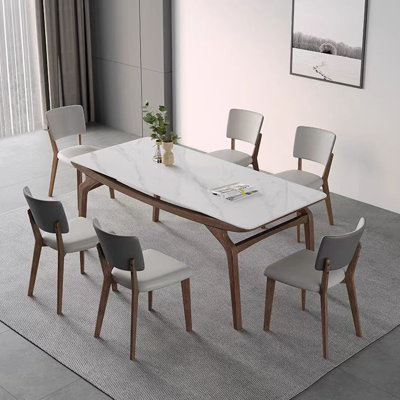 Simplified rock slab table and chair combination
