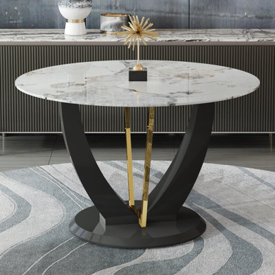 Zorla 48-Inch Round Dining Table With Metal Frame