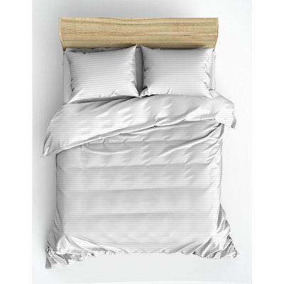 Luxurious Satin Super King Quilt Cover Set, 100% Cotton, 102.4 x 86.6 inches | 211 Thread Count, Reactive Printing, Machine Washable | Includes 2 Envelope Pillowcases, Elegant White Colour, Stylish & Comfortable Bedding
