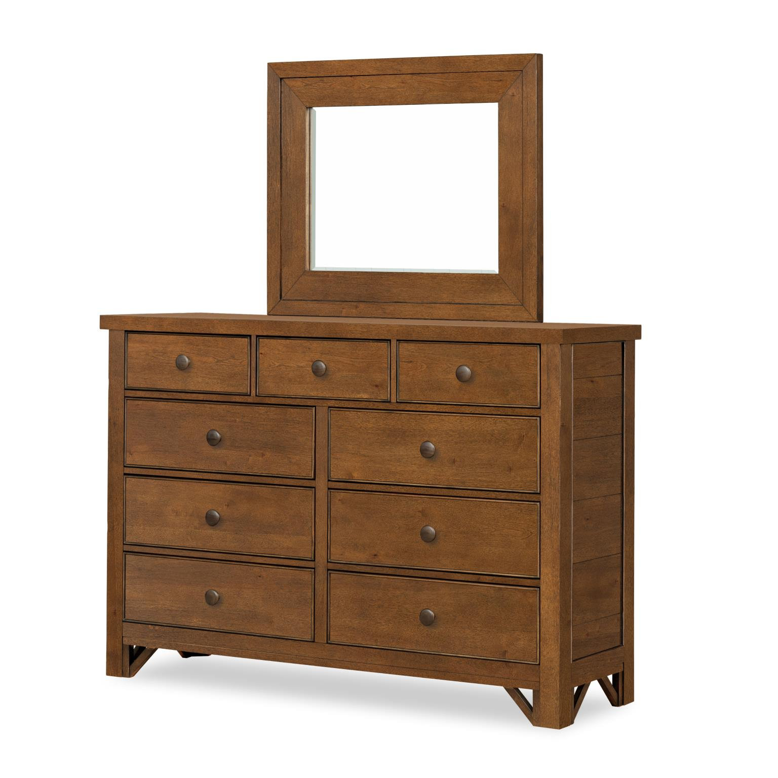 Lake House 66" Wide Country Style Select Hardwood and Rustic Birch Veneer Dresser with Pinecone Finish, Pinecone