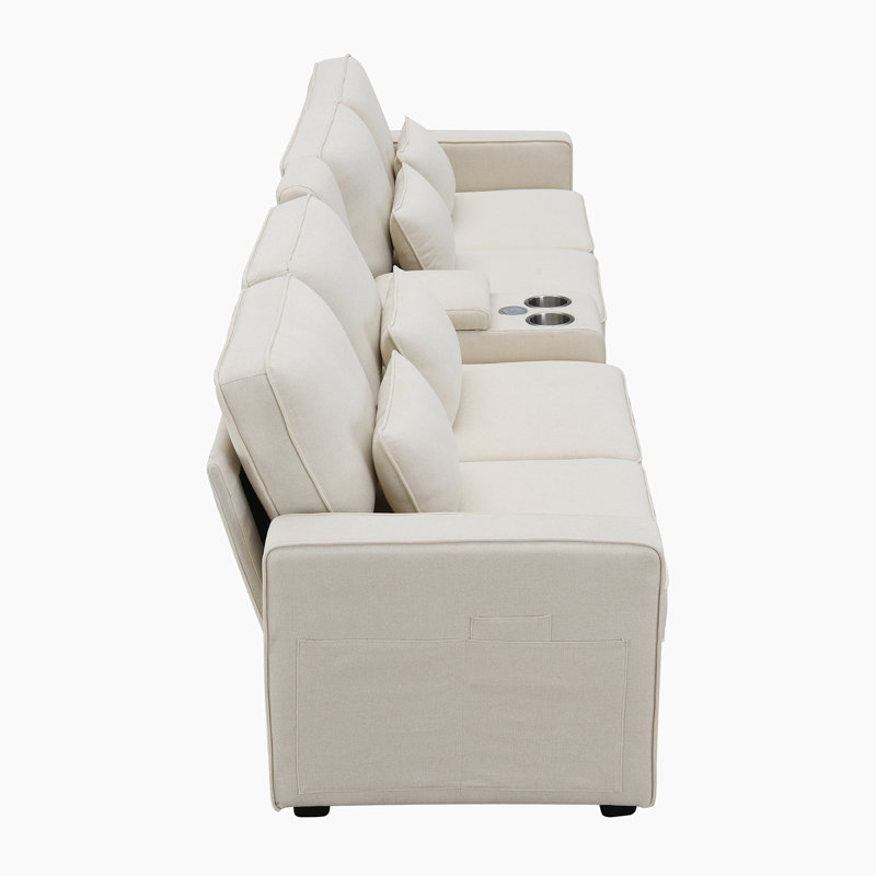 Gokdeniz Upholstered 114.2'' Sofa, Beige Fabric
