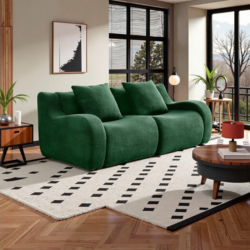 Canapé modulaire Sink-In | Tissu en peluche et sans assemblage | Conception profilée et profilée, Vert
