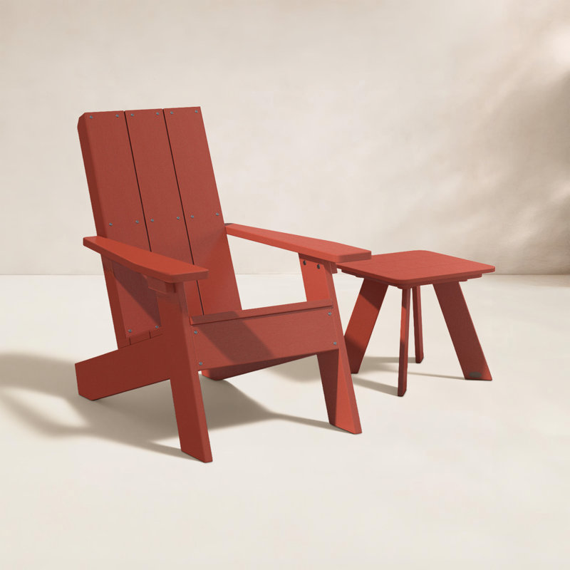 Chaise Adirondack en plastique avec table Byrnes, Rouge