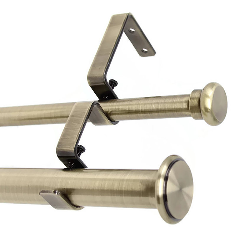 Couey Adjustable Double Curtain Rod, 1" H x 48" W x 1" D , Bronze