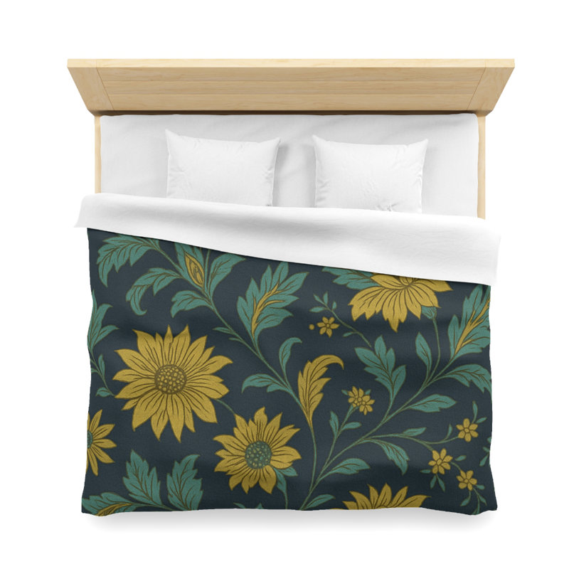 Microfiber Duvet Cover Boho Style, Design 60, White, King Duvet Cover