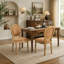Chaise de salle à manger avec cadre en bois massif de style français et toile de lin antique (ensemble de 2)-665654976