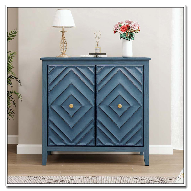 Storage Cabinet with Magnetic Doors, Matte Vintage Finish, Handle-Free Design, Raised Legs for Easy Cleaning