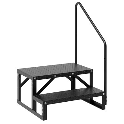 RV Steps with Handrail, 660 lbs RV Stairs Handrails Ladder with Anti-Slip Panel, Portable Stairs Steps for RV, Mobile Home, Hot Tub, Outdoor