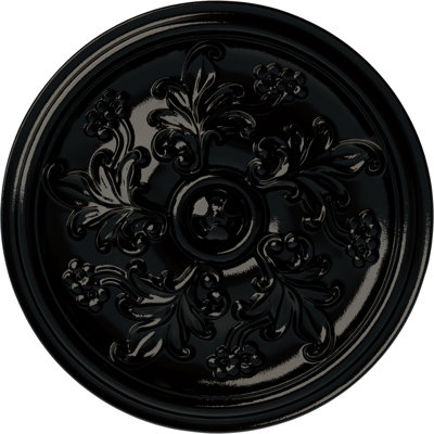 Médaillon de plafond Endurathane Katheryn, DO 14 1/2 po x P 2 3/4 po (convient aux auvents jusqu'à 2 1/8 po), finition perle noire peinte à la main