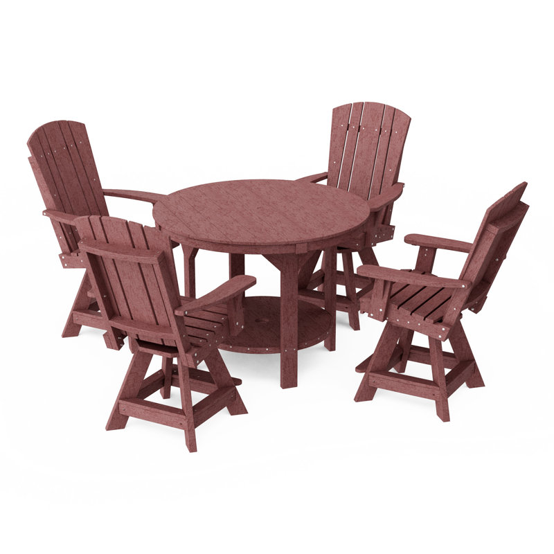 Ensemble de salle à manger 5 pièces à hauteur de comptoir Heritage avec chaises pivotantes Heritage, Bois de cerisier