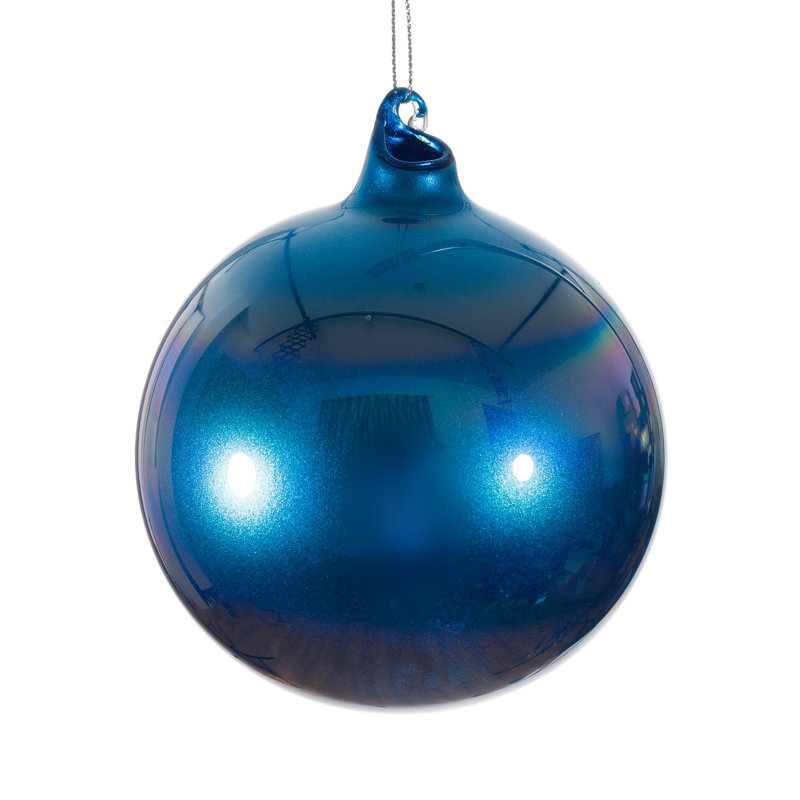 Ornement boule de verre, H 3,93 po x l 3,93 po x P 3,93 po, Bleu