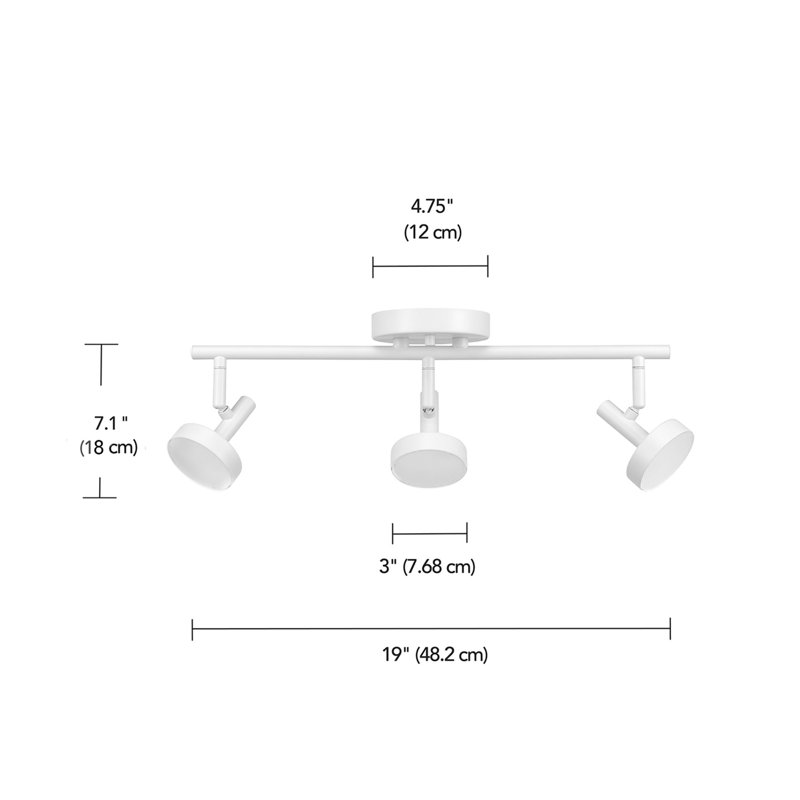 19'' 3 -Light Fixed Track Track Kit with Dimmable and Adjustable Head, Matte White