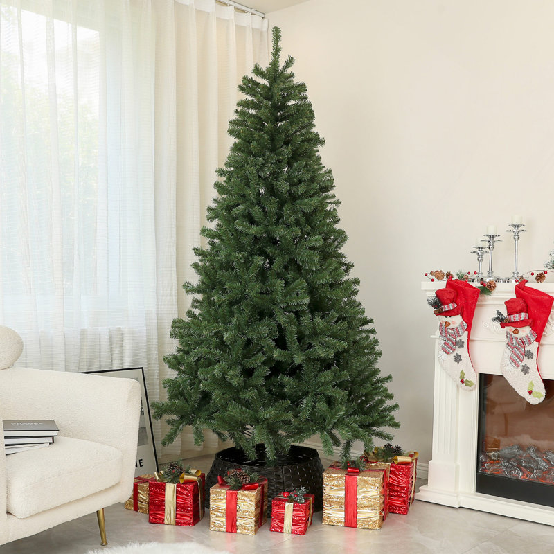 Arbre de Noël 7,5 pi, arbre de Noël avec 1346 pointes de branches, ouverture automatique, décoration des Fêtes avec base en acier pour bureau à domicile