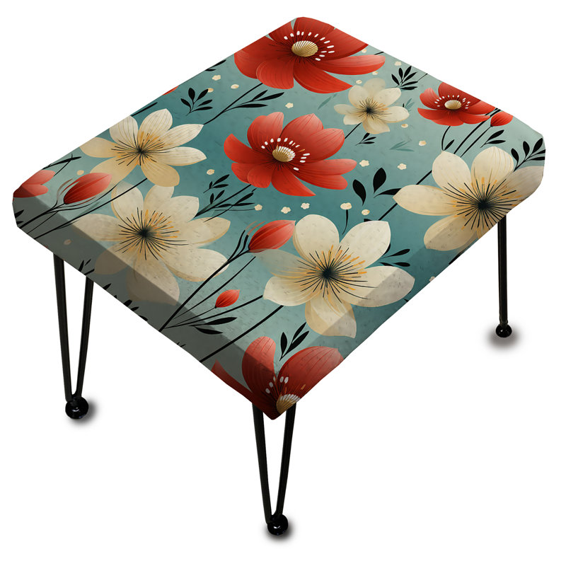 Red Coastal Harmony Floral Motif I - Repose-pieds rectangulaire floral