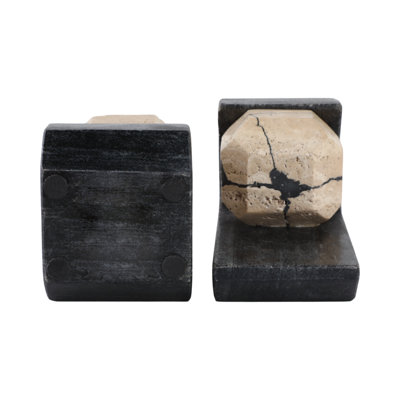 Orren Ellis 2-Pieces Gorda Crackle Stone And Marble Bookend