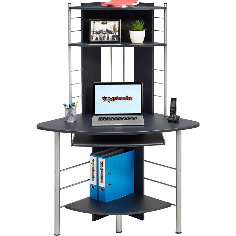 Tunney Corner Metal Base Computer Desk, Graphite Black