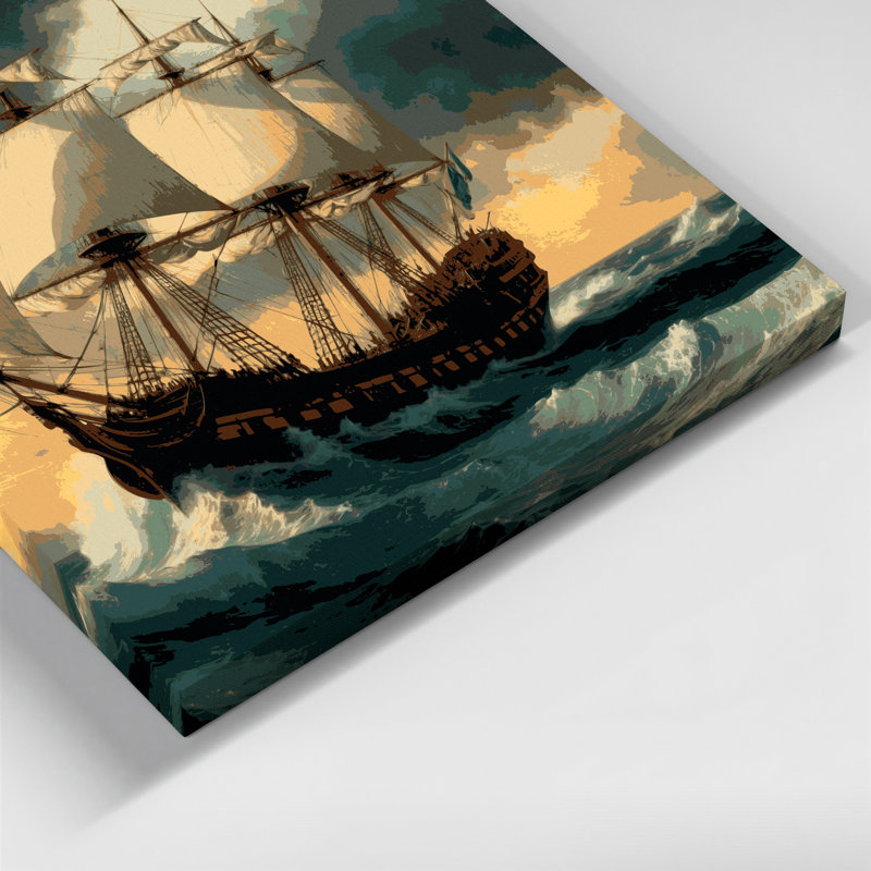 Art mural sur toile, "Nautical Traditional Ships", H 32 po x l 32 po