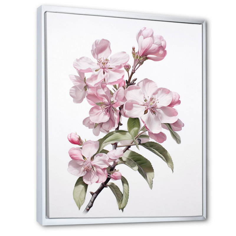 Dawyne Apple Blossom Elegance monochromatique sur toile, H 32 po x l 24 po, Cadre flottant blanc