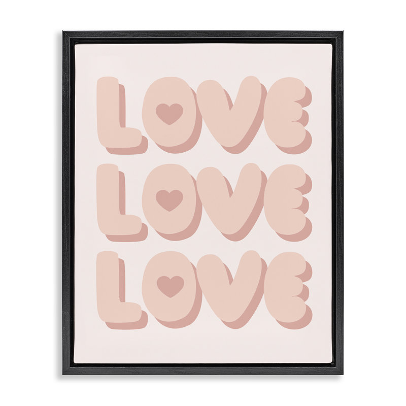  «Love with Hearts», art mural encadré par Daphne Polselli, Cadre flottant noir de jais, H 21 po x l 17 po