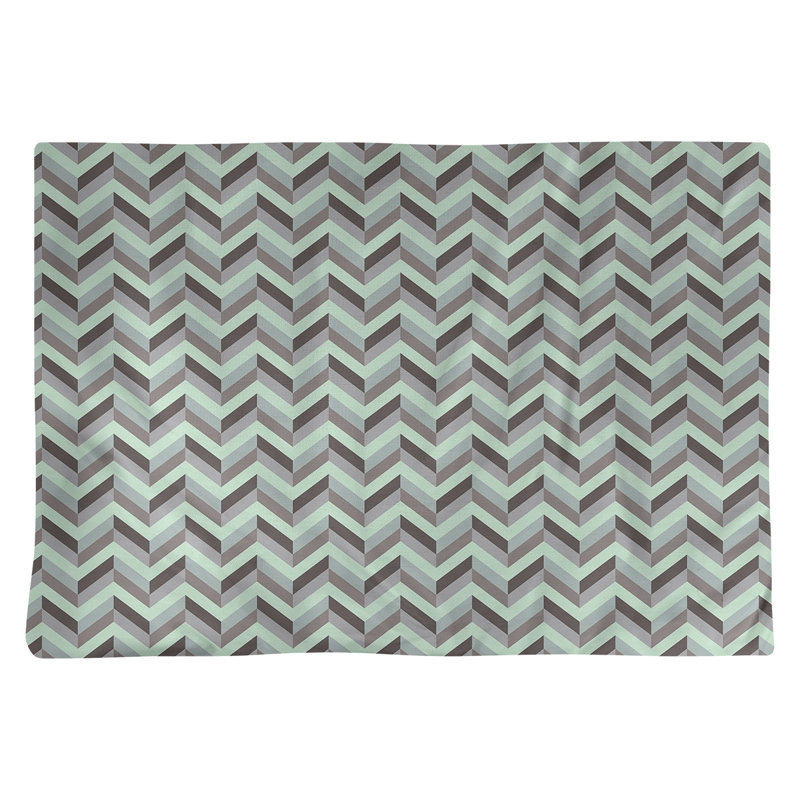 Napperon en coton 18 po chevrons, Vert menthe / brun