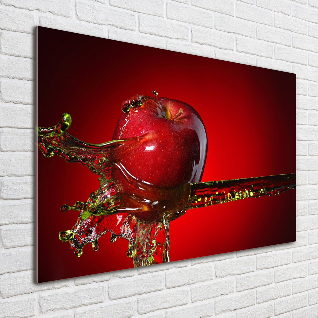 Glasbild Apfel und Wasser