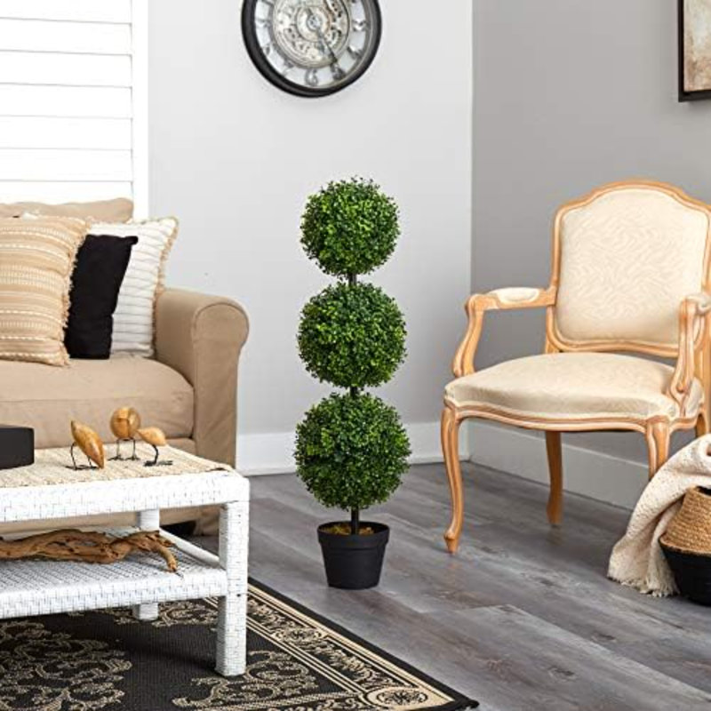 3 pi. Arbre topiaire artificiel à trois boules (intérieur / extérieur) T2021, vert