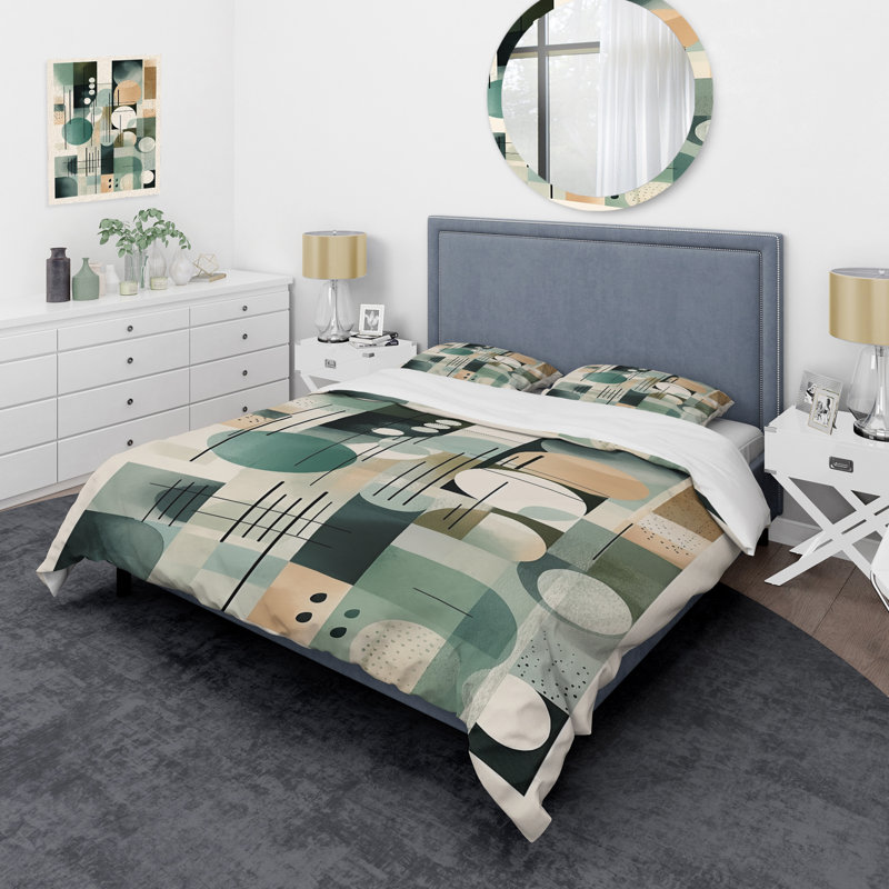 Ensemble de housse de couette vert et noir Minimalisme Quiet Profondeurs I - Minimalisme abstrait