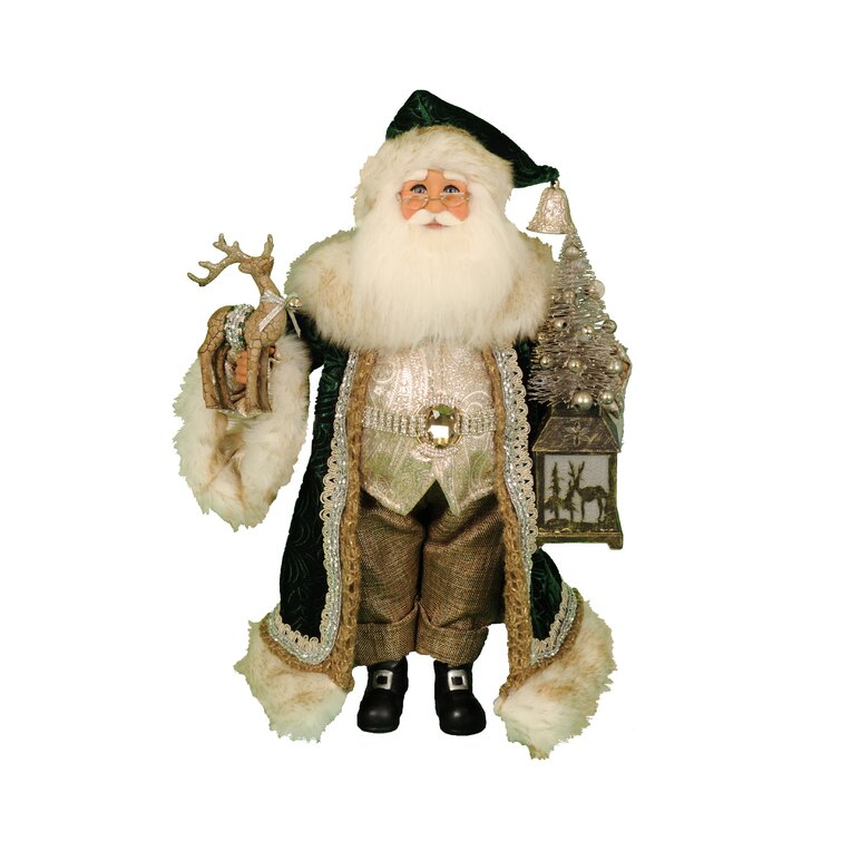 Lighted Woodland Emerald Santa Figurine