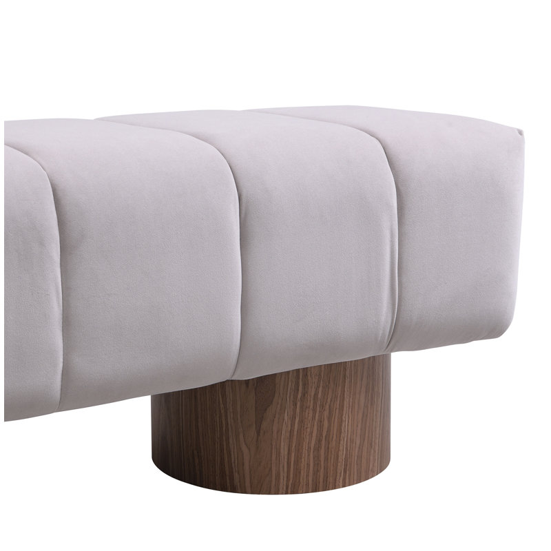Reign Modern Upholstered Dining Bench, Light Gray Velvet