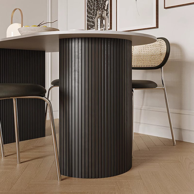 Table de salle à manger à panneau de pierre durable avec pieds romains, H 29,5 po x L 63 po x l 31,5 po