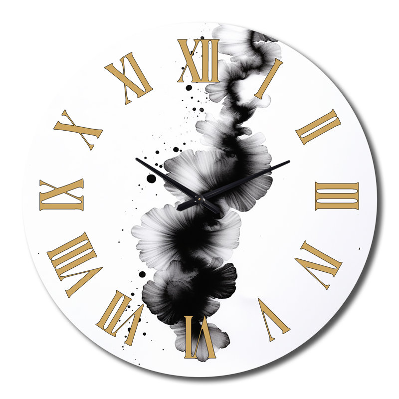 Horloge murale abstraite Sub l'encre monochromatique, Grand