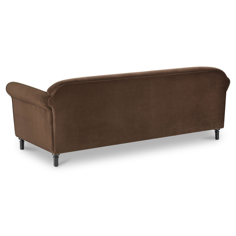 Harmony Sofa Dark Brown Faux Mohair, Brown 