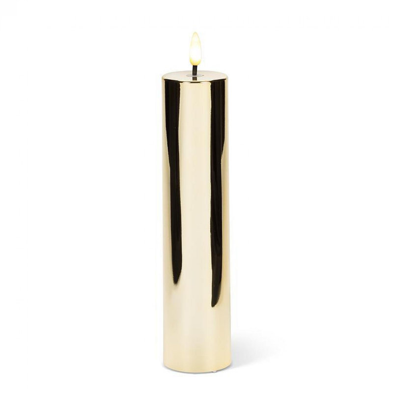 Bougie pilier à DEL sans flamme, Or, H 8 po x l 2 po x P 2 po