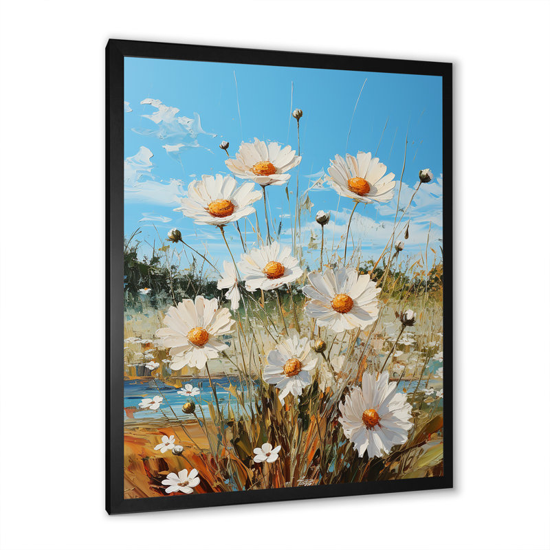 Daisy Dreamscape Flowers Field I, Cadre simple noir, H 20 po x l 12 po x P 1 po